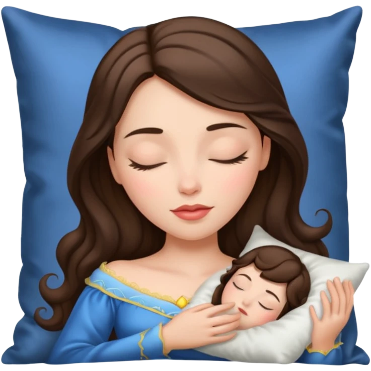sleeping beauty brunette white girl with a silk pillow emoji
