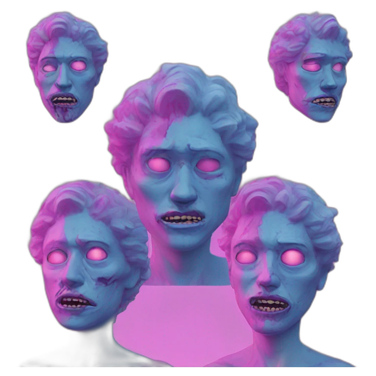 Vaporwave person, half person face half zombie face emoji