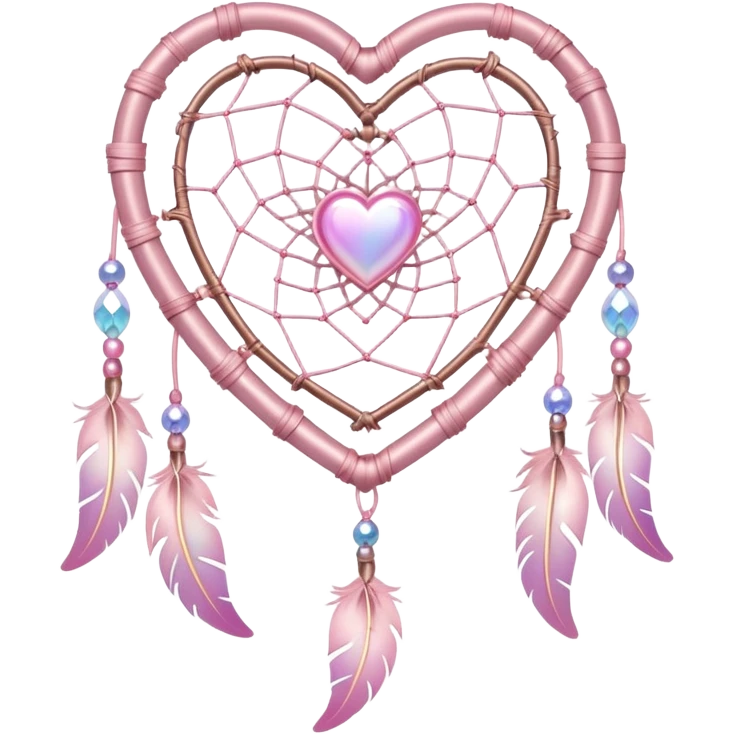 Iridescent pastel pink heart-shaped sakura dreamcatcher emoji