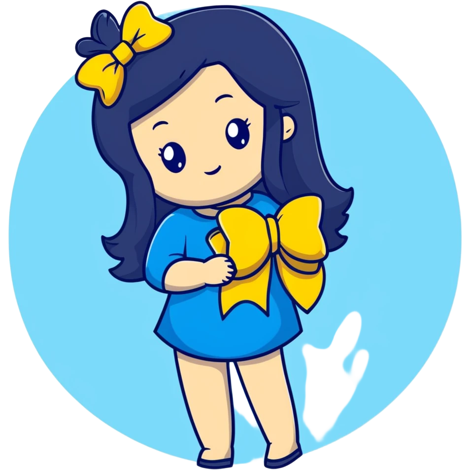 woman with a blue bow on her head and long black hair emoji