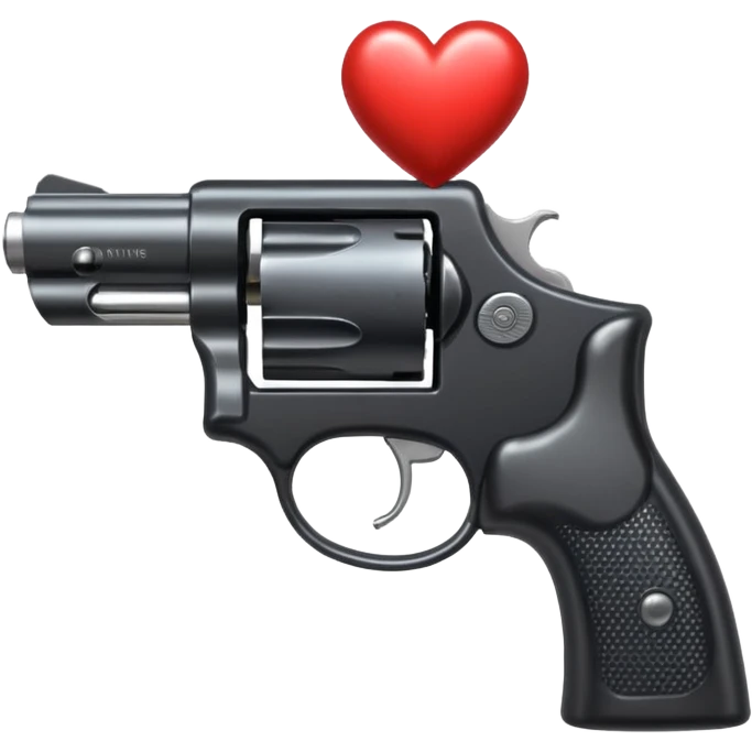 Black hand gun shooting a heart bullets out of the tip  emoji