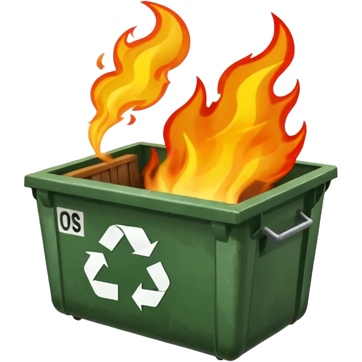 Dumpster fire thumbs down emoji