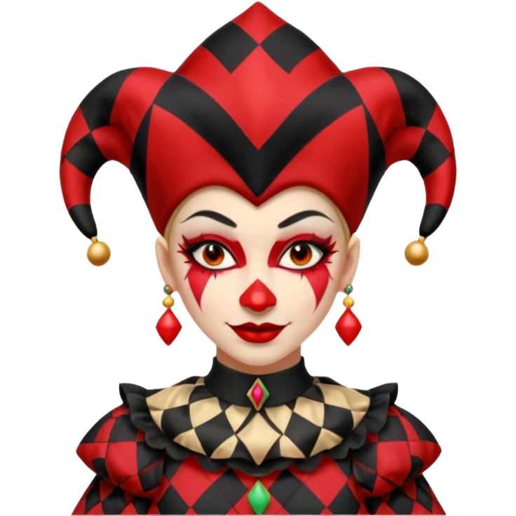 jester woman, black and red emoji