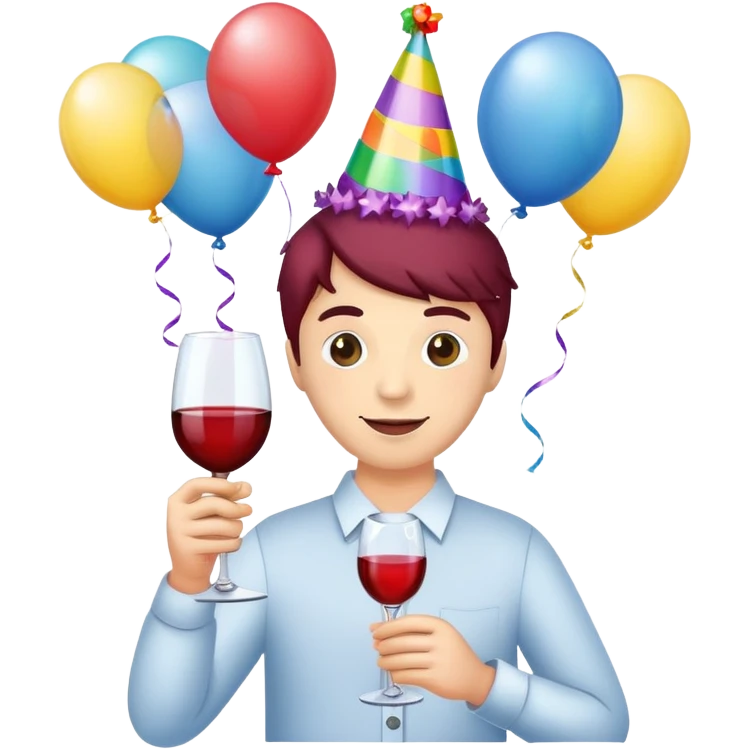 Biethday with garland and ballons and wine emoji