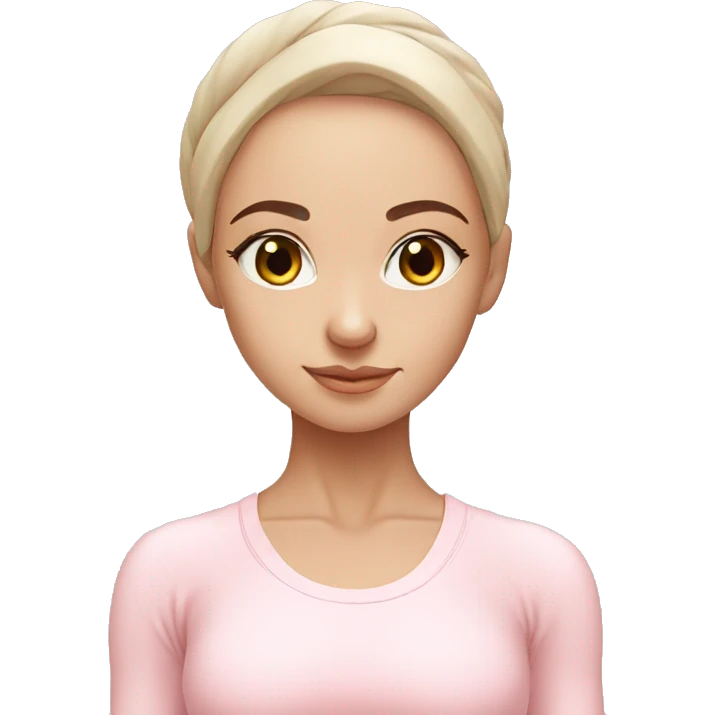 Aesthetic Ukrainian yoga girl in light pink yoga outfit emoji
