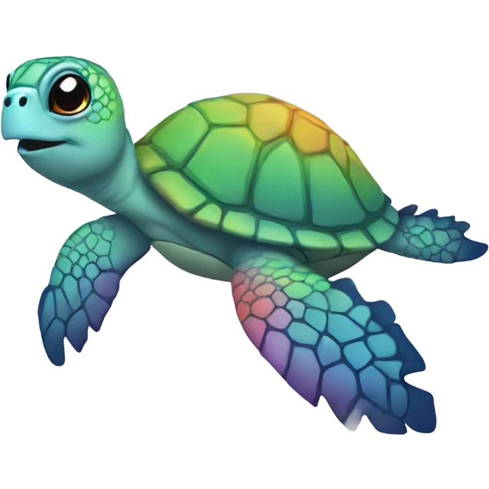 Sea turtle with rainbow emoji