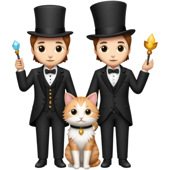 magician couple and their pet cat emoji