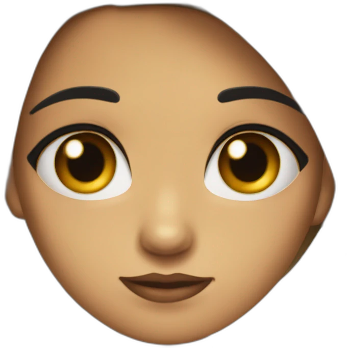 Chica Morena pelo marrón emo y ojos marrones con sombra de ojos negro emoji