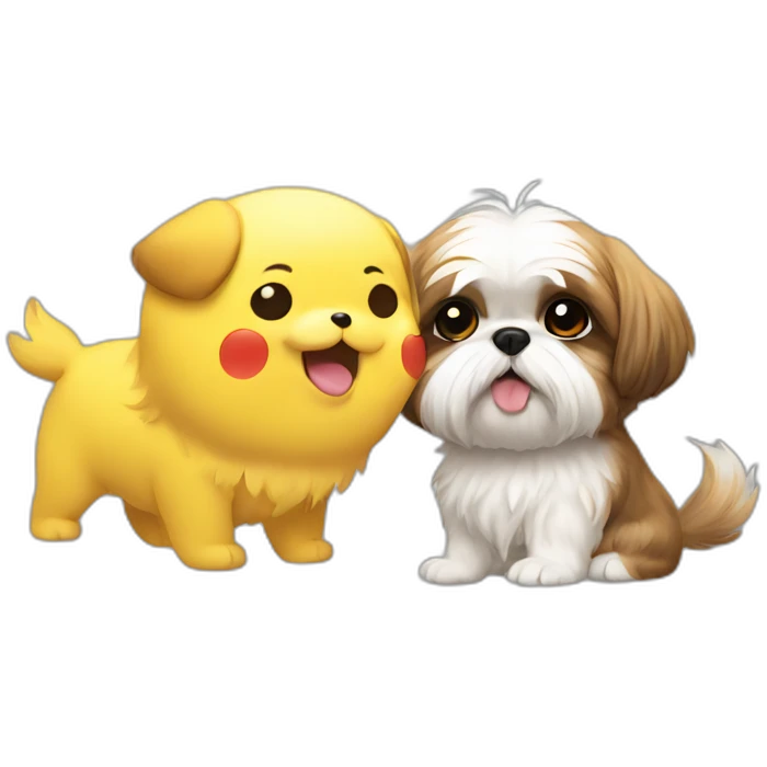 Shih Tzu talking with pikachu emoji