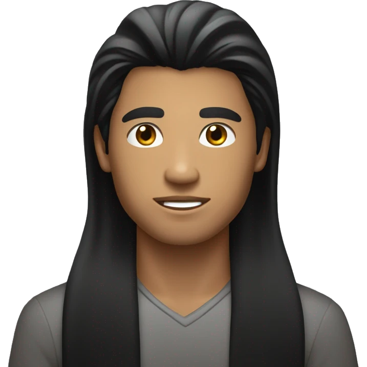 phillipino bronzed young man with long long straight black hair model emoji