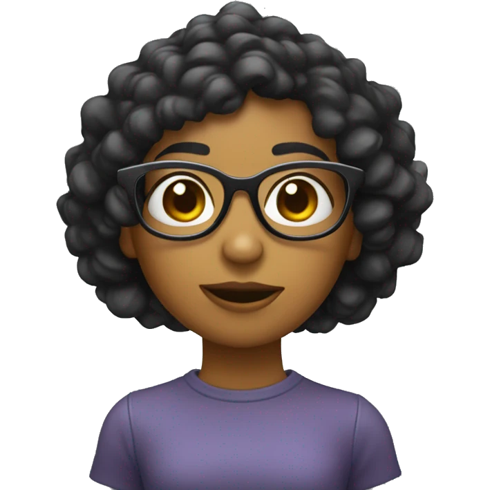Chica pelo negro con lentes emoji