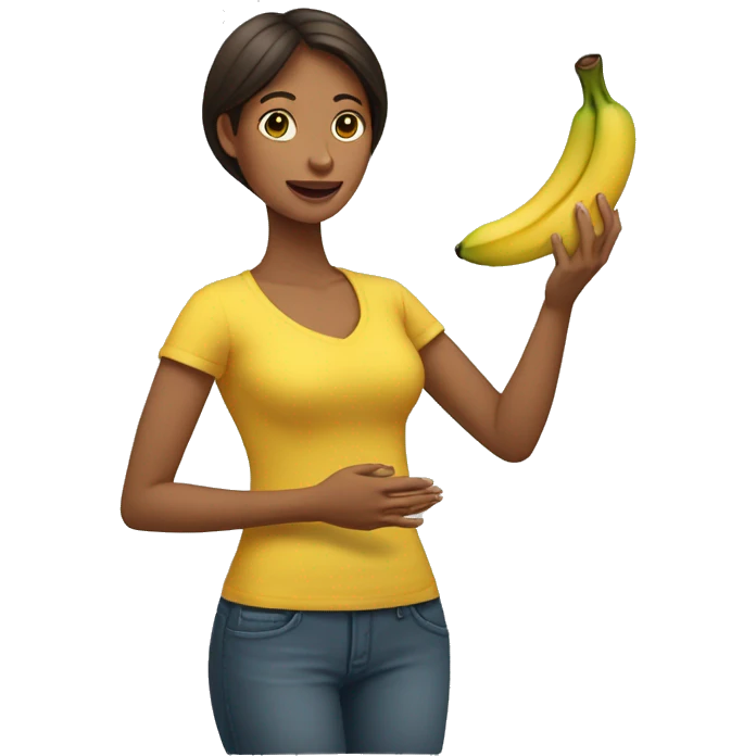 Una mujer con un plátano en la mano emoji
