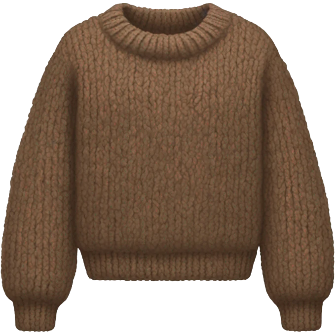 Brown cropped oversize wool sweater, isolated emoji