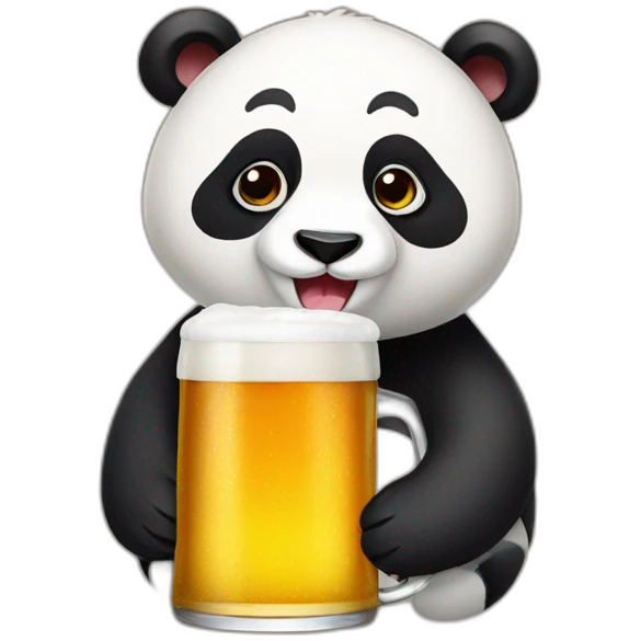 cute face panda drinking giant beer emoji