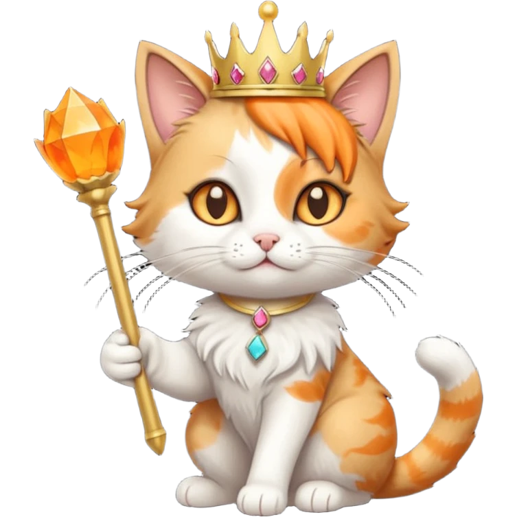 princess cat, playful, holding a scepter emoji