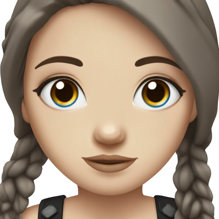beautiful white girl with tattoos, with long dark brown hair and blue eyes emoji