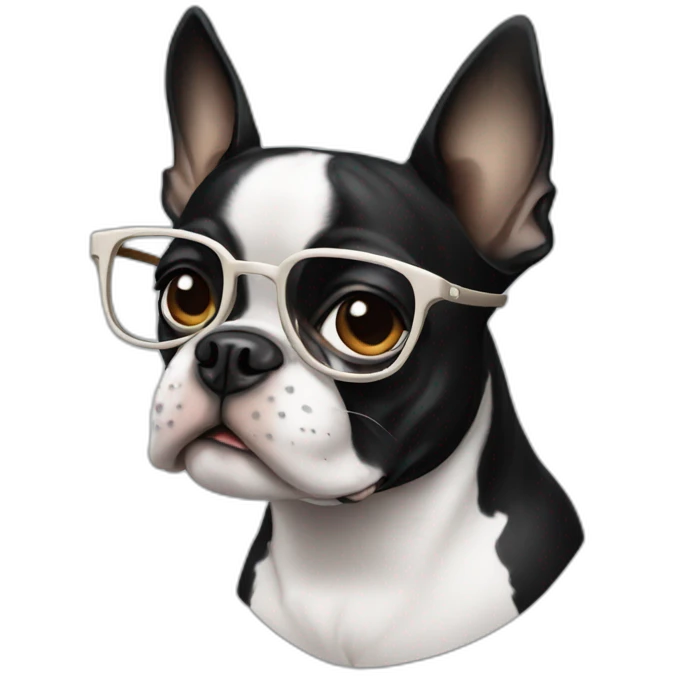 Boston terrier with cute glasses and smoking  emoji