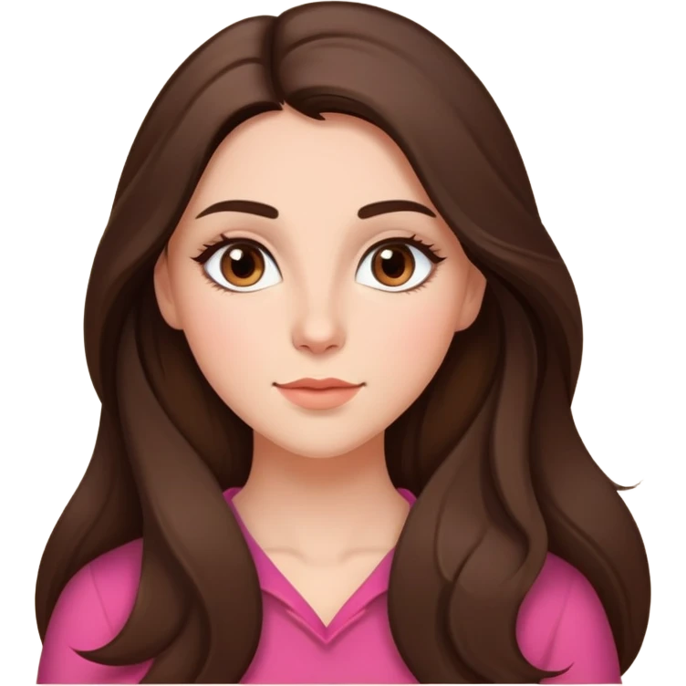 Prettyish, brunette with brown almond shaped eyes and long hair with rosy cheeks emoji
