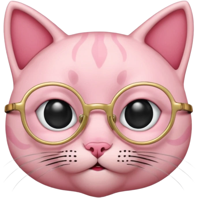 Crybaby pink and black cat with gold round glasses  emoji