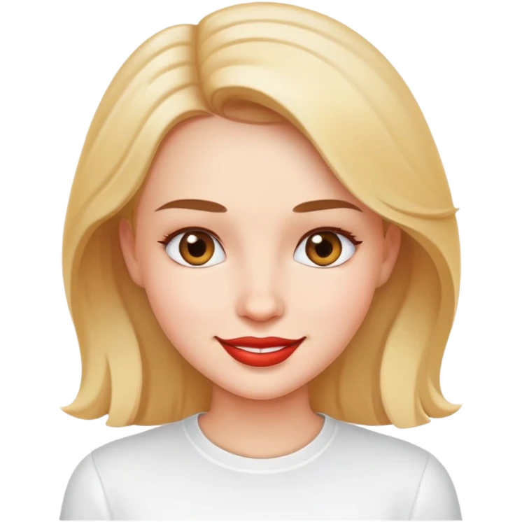 smiling girl in white shirt make lips full emoji