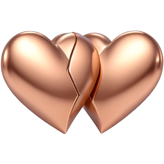 Two rose gold hearts interlinked, metallic finish emoji