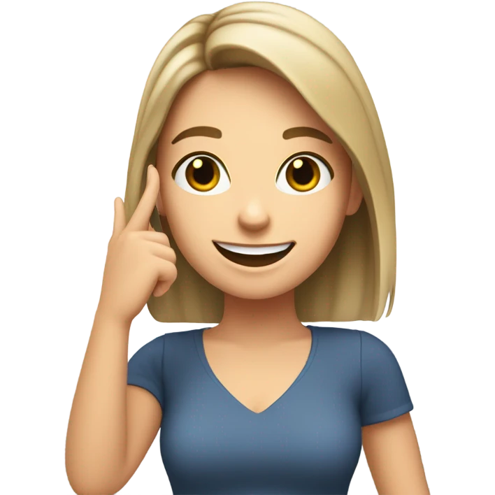 Brunette white Girl taking selfie with her phone emoji