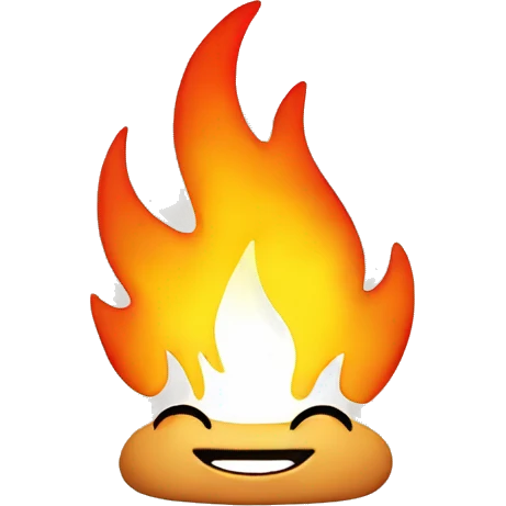 Fire with a happy face on it emoji