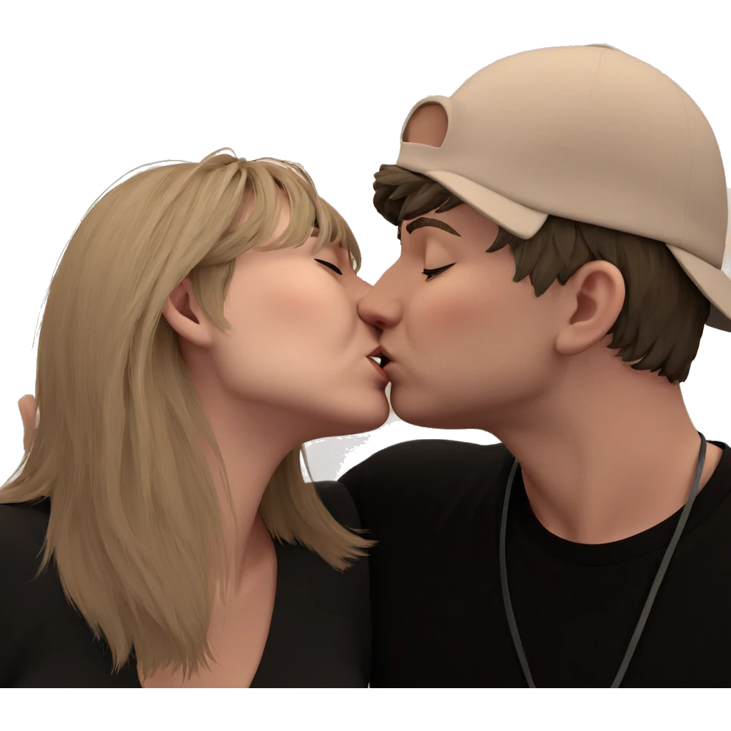 couple kissing with closed eyes emoji