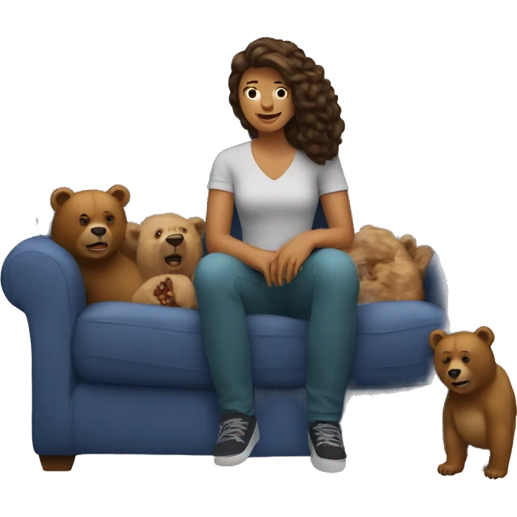 bears behind a woman on the couch emoji