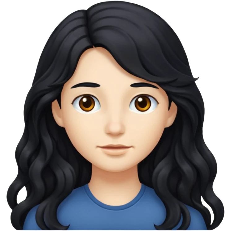 Long wavy hair black emoji