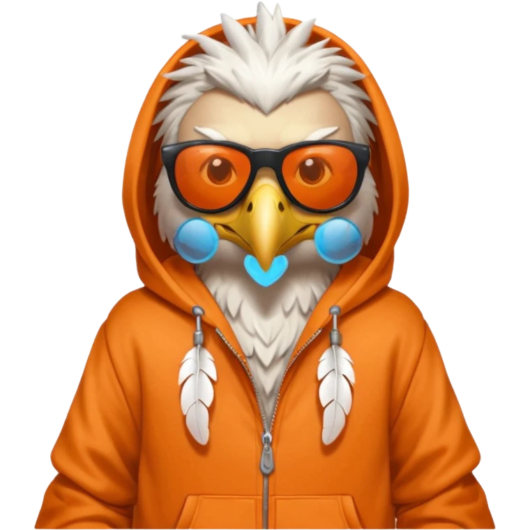 eagle with orange hoodie wearing sunglasses emoji