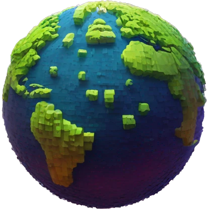 Planet made of voxels emoji