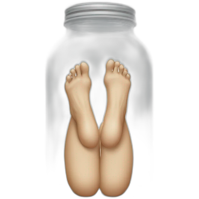 ((human legs)) standing over an ((empty transparent jar)),only legs visible emoji