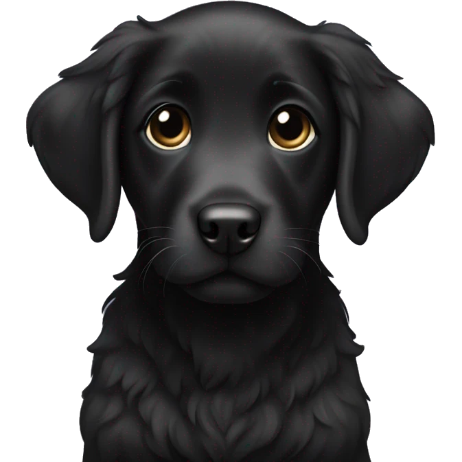 Black labrador puppy with a long curly fur emoji
