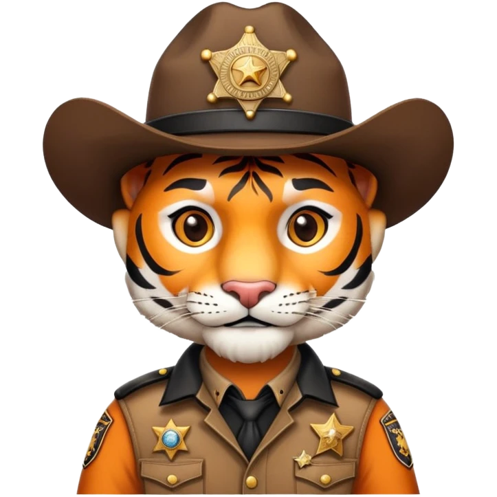 Wild west tiger sheriff with badge and hat emoji