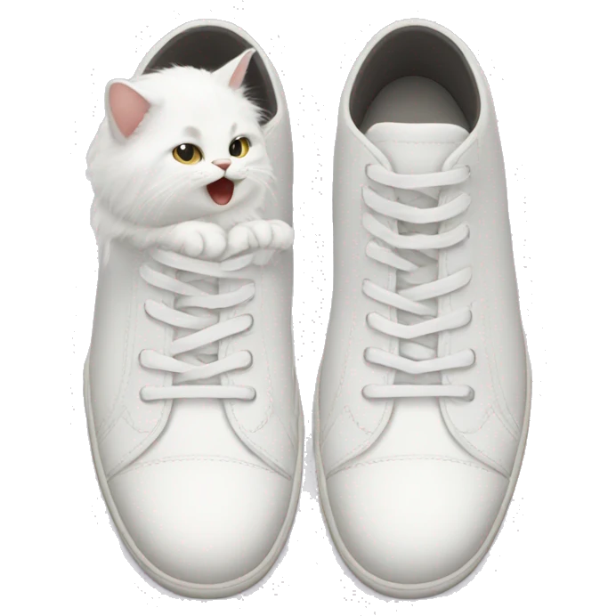 white cat and shoes emoji