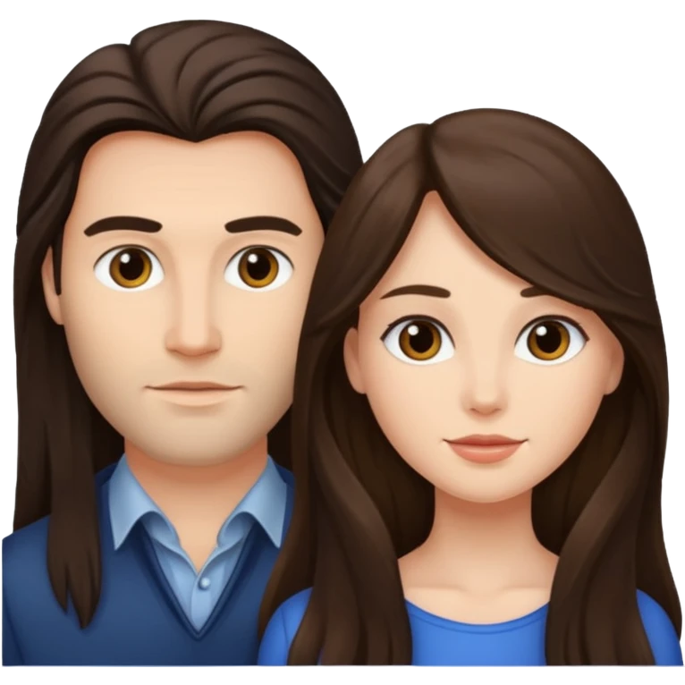 Brunette woman strapon long haired man emoji