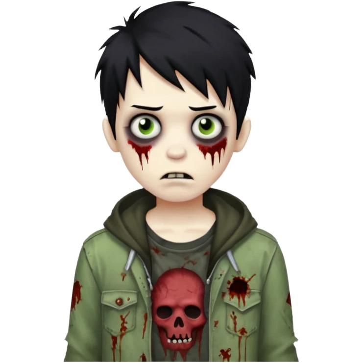boy zombie with black hair emo emoji