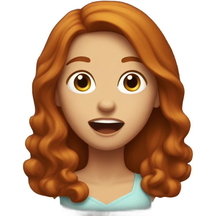 Girl with long auburn hair,  omg jaw open emoji