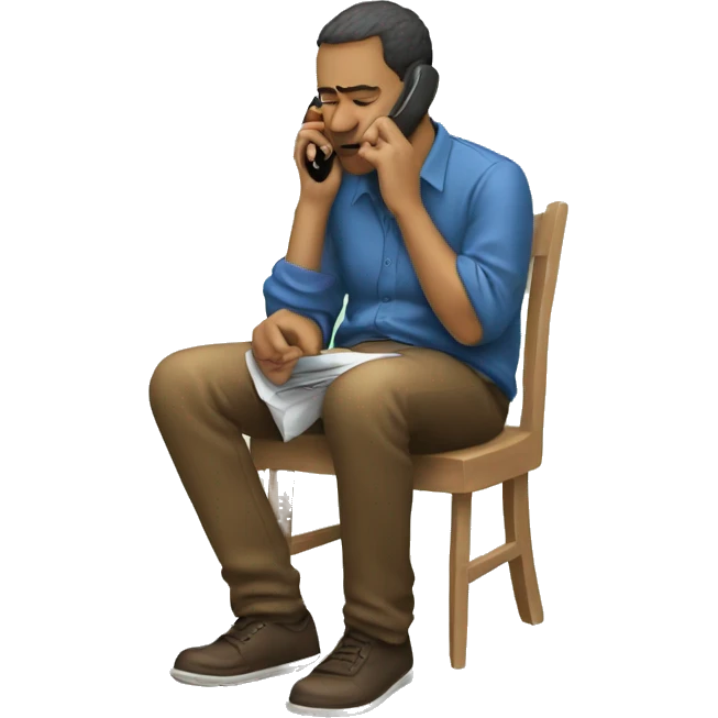 The person is bored and sitting on the phone emoji