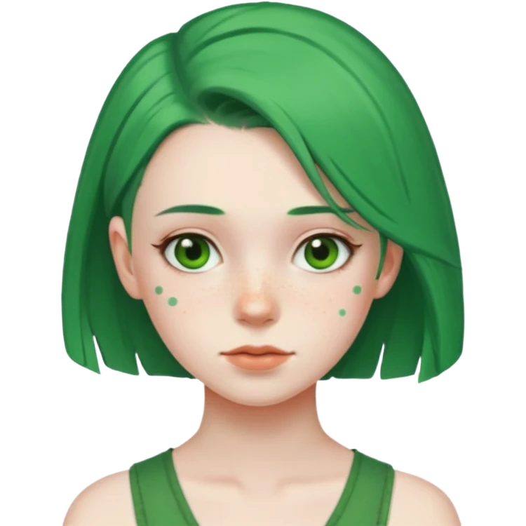 girl with side of head shaved green hair emoji