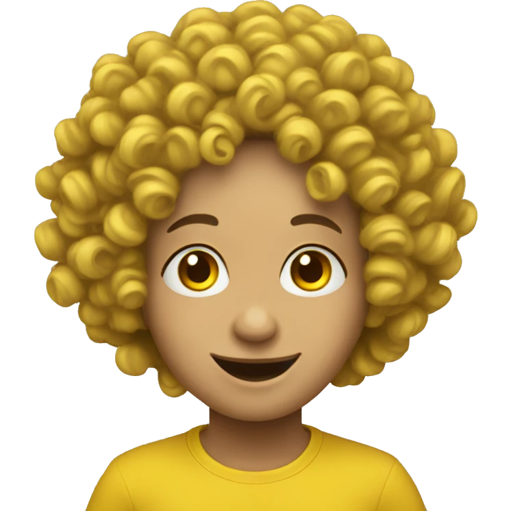 A simple yellow smiley but with black curly perm emoji