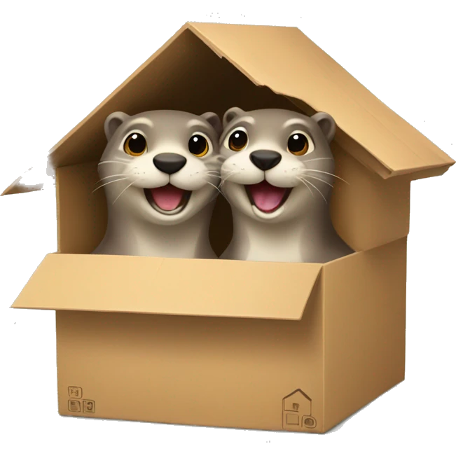 Happy Otter couple moving in a new Home emoji