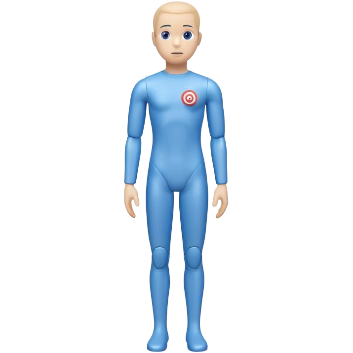 blue test dummy with tracking target waist view emoji