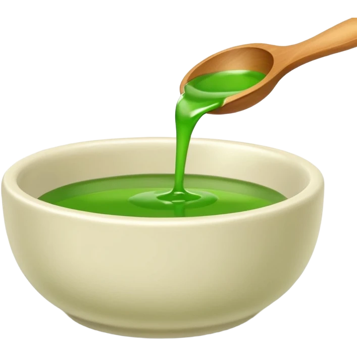 small dipping bowl with green liquid, matte, simple, clear emoji