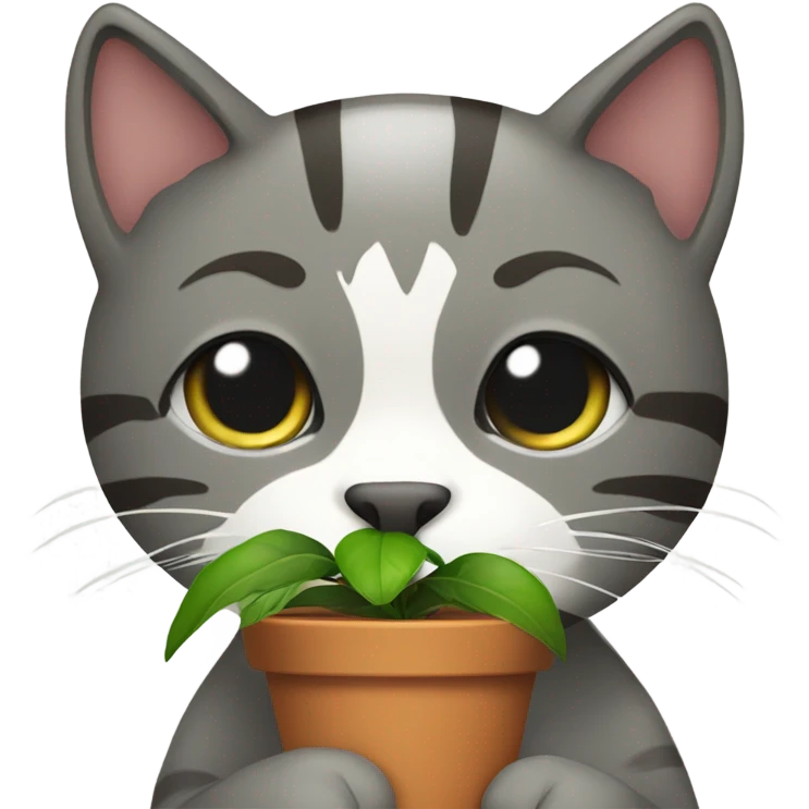 Cat with plant in mouth emoji
