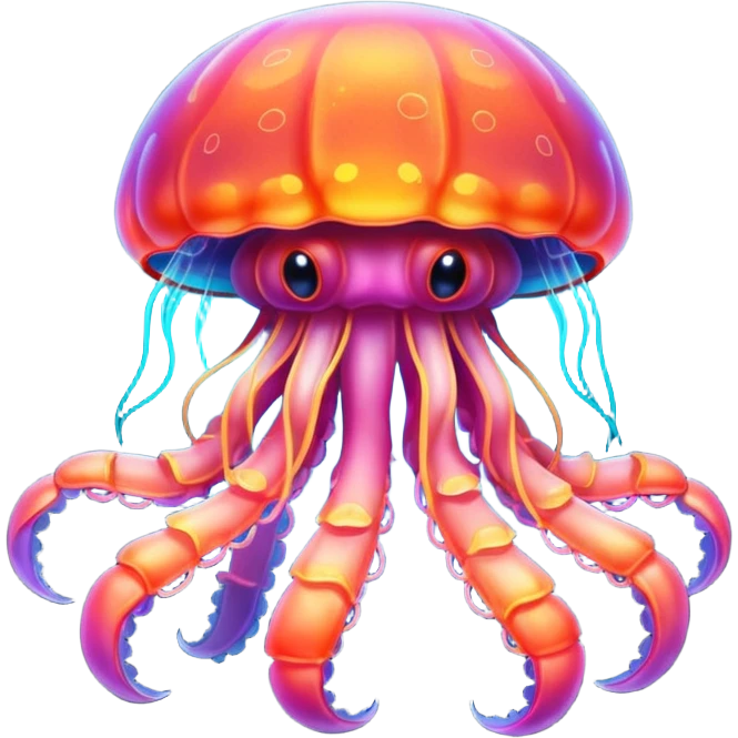 Neon glowing jellyfish-crab-squi emoji