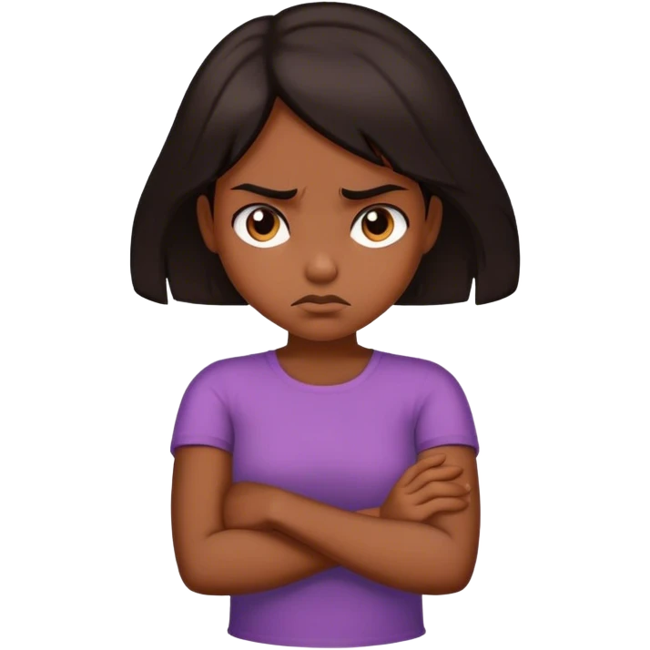 girl dark hair crossing arms mad emoji