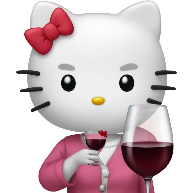 Hello Kitty drinking red wine emoji