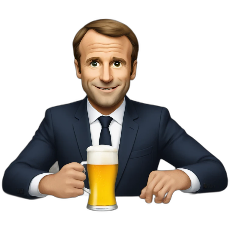 Macron boit une bière emoji